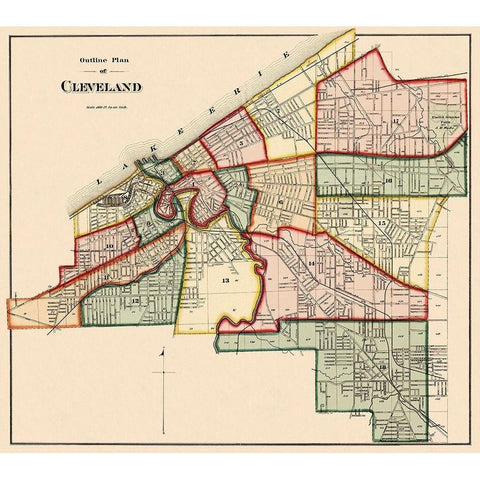Cleveland Ohio Index - Titus 1874 Black Modern Wood Framed Art Print by Titus