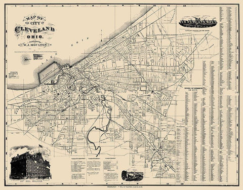 Cleveland Ohio - Morgan 1884 White Modern Wood Framed Art Print with Double Matting by Morgan