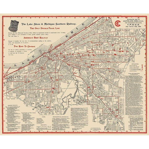 Cleveland Ohio Railways - Stranahan Co 1894 White Modern Wood Framed Art Print by Stranahan