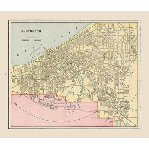 Cleveland  Ohio  - Cram 1892 White Modern Wood Framed Art Print by Cram