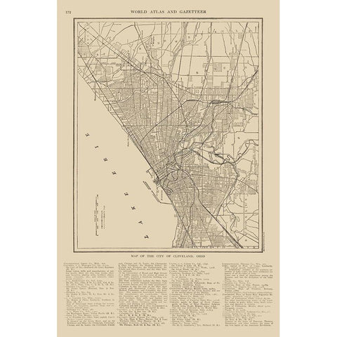 Cleveland  Ohio - Reynold 1921 Gold Ornate Wood Framed Art Print with Double Matting by Reynold