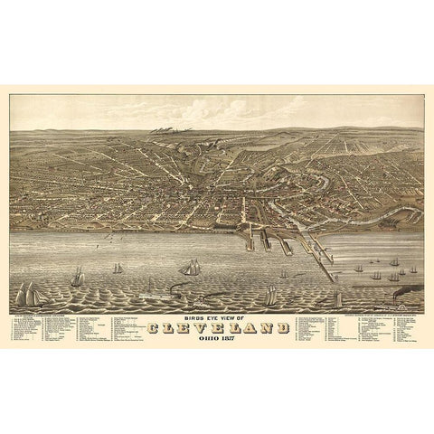 Cleveland Ohio - Stoner 1877  Gold Ornate Wood Framed Art Print with Double Matting by Stoner