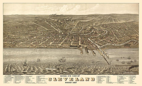 Cleveland Ohio - Stoner 1877  Black Ornate Wood Framed Art Print with Double Matting by Stoner