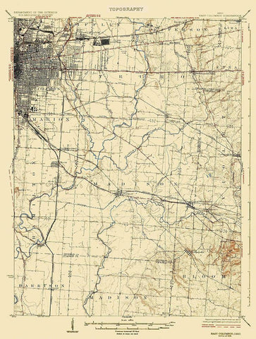 Coloumbus East Ohio Quad - USGS 1925 Black Ornate Wood Framed Art Print with Double Matting by USGS