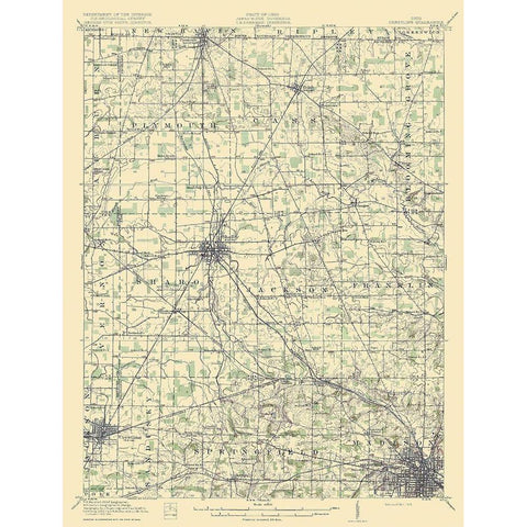 Crestline Ohio Quad - USGS 1915 White Modern Wood Framed Art Print by USGS