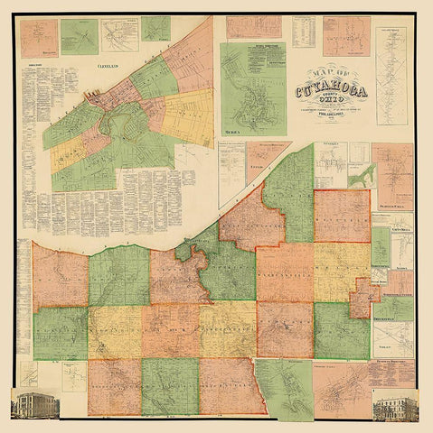 Cuyahoga Ohio - Matthews 1858 Black Ornate Wood Framed Art Print with Double Matting by Matthews