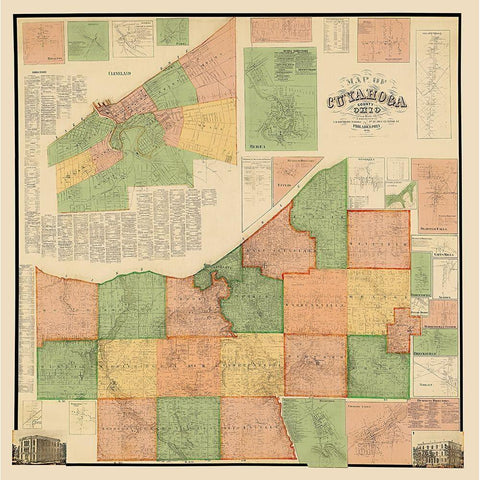 Cuyahoga Ohio - Matthews 1858 Gold Ornate Wood Framed Art Print with Double Matting by Matthews