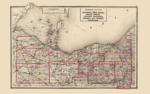 Ohio  North Ohio - Walling 1872 Black Ornate Wood Framed Art Print with Double Matting by Walling