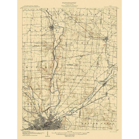 Dayton Ohio Quad - USGS 1906 Gold Ornate Wood Framed Art Print with Double Matting by USGS