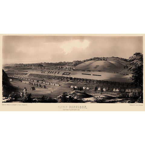 Camp Dennison Ohio - Gibson 1860 Black Modern Wood Framed Art Print by Gibson