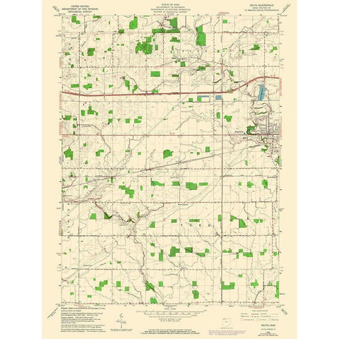 Delta Ohio Quad - USGS 1960 Gold Ornate Wood Framed Art Print with Double Matting by USGS