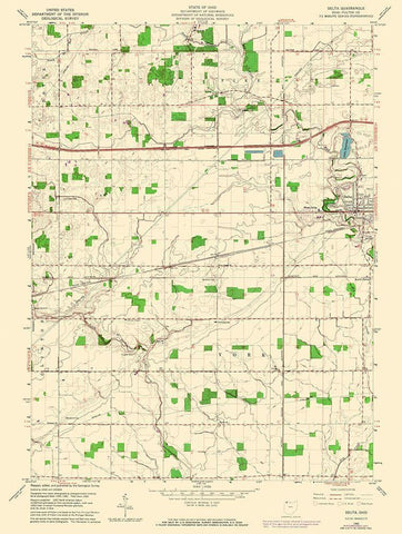 Delta Ohio Quad - USGS 1960 White Modern Wood Framed Art Print with Double Matting by USGS