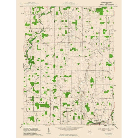 Denmark Ohio Quad - USGS 1961 Black Modern Wood Framed Art Print with Double Matting by USGS