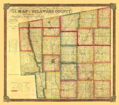 Delaware County Ohio - Eaton 1849  Black Ornate Wood Framed Art Print with Double Matting by Eaton