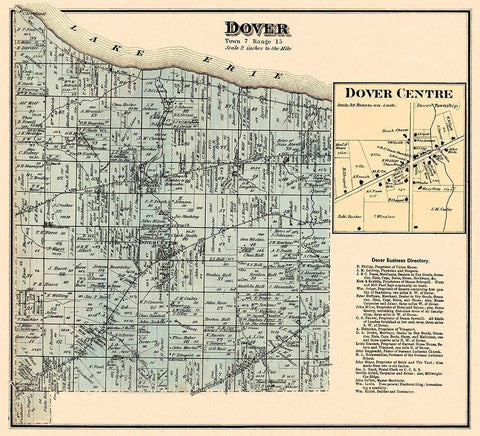 Dover Ohio Landowner - Titus 1876 Black Ornate Wood Framed Art Print with Double Matting by Titus