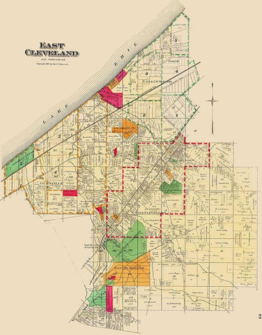 East Cleveland Ohio Landowner - Cram 1892 White Modern Wood Framed Art Print with Double Matting by Cram