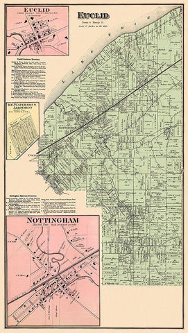 Euclid Ohio Landowner - Cram 1874 White Modern Wood Framed Art Print with Double Matting by Cram