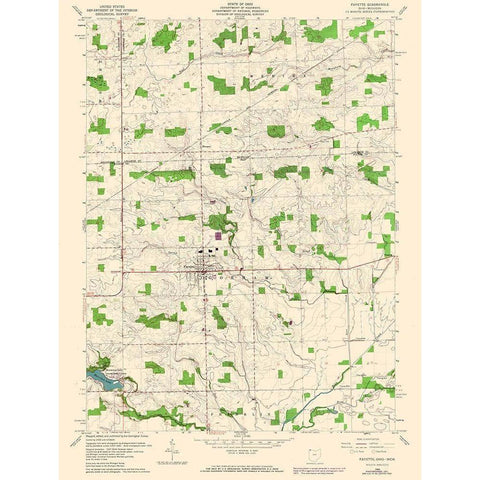 Fayette Ohio Quad - USGS 1960 White Modern Wood Framed Art Print by USGS