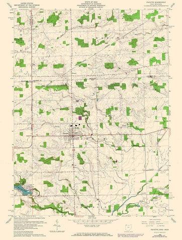 Fayette Ohio Quad - USGS 1960 Black Ornate Wood Framed Art Print with Double Matting by USGS