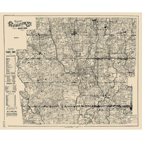 Franklin Ohio Landowner - Boehm 1883 Gold Ornate Wood Framed Art Print with Double Matting by Boehm