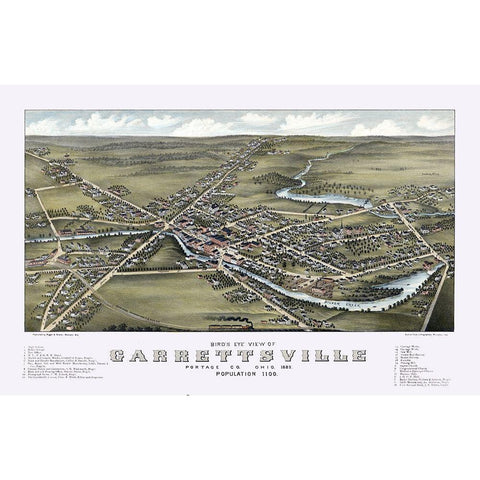 Garrettsville Ohio - Stoner 1883  Black Modern Wood Framed Art Print with Double Matting by Stoner