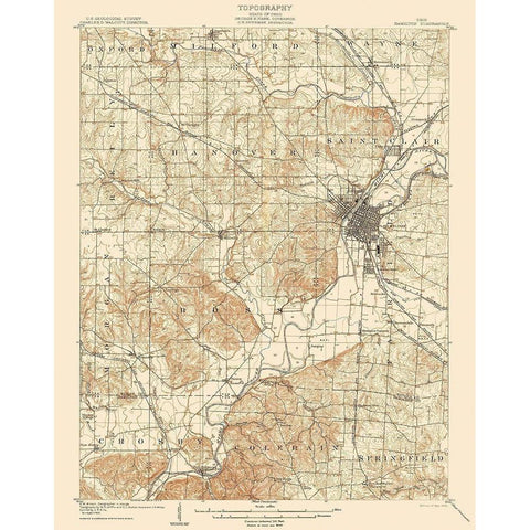 Hamilton Ohio Quad - USGS 1905 White Modern Wood Framed Art Print by USGS