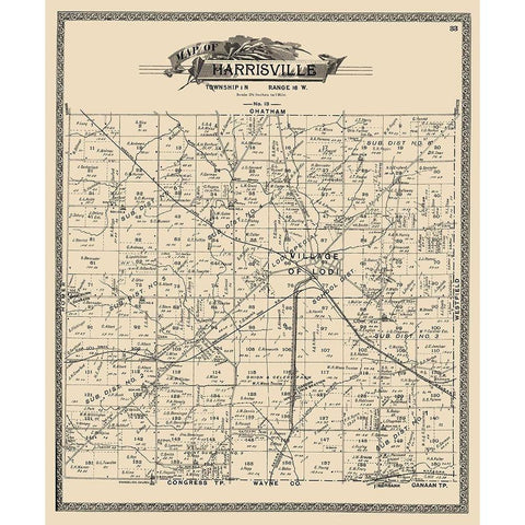 Harrisville Ohio Landowner - American Atlas 1897 Black Modern Wood Framed Art Print with Double Matting by American Atlas