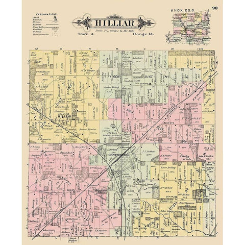 Hilliar Ohio Landowner - Caldwell 1896 Gold Ornate Wood Framed Art Print with Double Matting by Caldwell