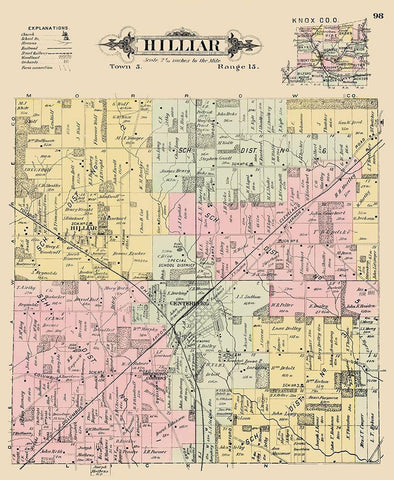 Hilliar Ohio Landowner - Caldwell 1896 Black Ornate Wood Framed Art Print with Double Matting by Caldwell