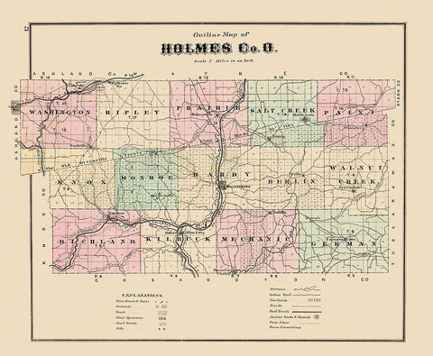 Holmes Ohio - Caldwell 1907 Black Ornate Wood Framed Art Print with Double Matting by Caldwell