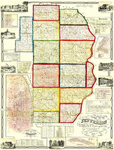 Jefferson Ohio Landowner - Lee 1856 Black Ornate Wood Framed Art Print with Double Matting by Lee