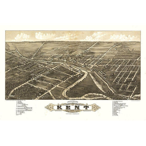 Kent Ohio - Stoner 1882  White Modern Wood Framed Art Print by Stoner