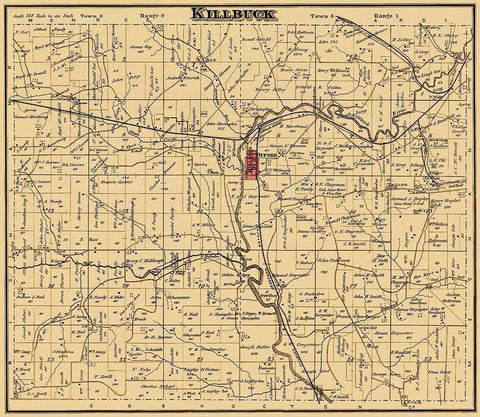 Killbuck Ohio Landowner - Cring 1876 Black Ornate Wood Framed Art Print with Double Matting by Cring