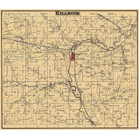 Killbuck Ohio Landowner - Cring 1876 Black Modern Wood Framed Art Print with Double Matting by Cring