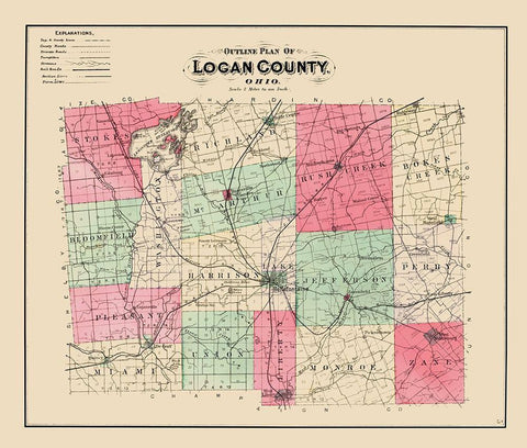 Logan Ohio - Lake 1890 Black Ornate Wood Framed Art Print with Double Matting by Lake