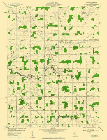 Lykens Ohio Quad - USGS 1960 White Modern Wood Framed Art Print with Double Matting by USGS