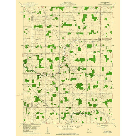 Lykens Ohio Quad - USGS 1960 Black Modern Wood Framed Art Print with Double Matting by USGS