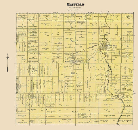 Mayfield Ohio Landowner - Cram 1892 White Modern Wood Framed Art Print with Double Matting by Cram