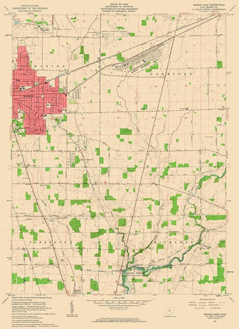 East Marion Ohio Quad - USGS 1961 White Modern Wood Framed Art Print with Double Matting by USGS