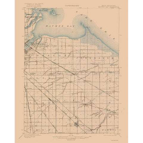 Maumee Bay Ohio Quad - USGS 1900 White Modern Wood Framed Art Print by USGS