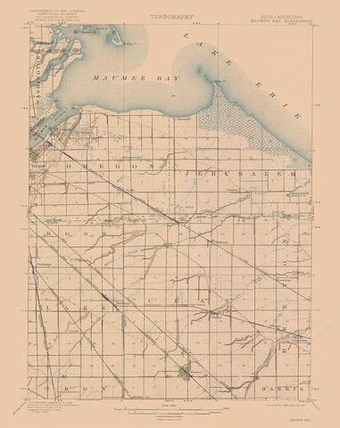 Maumee Bay Ohio Quad - USGS 1900 White Modern Wood Framed Art Print with Double Matting by USGS