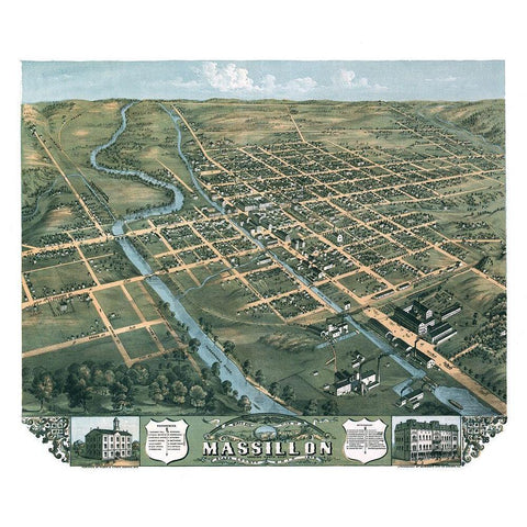 Massillon Ohio - Stoner 1870  White Modern Wood Framed Art Print by Stoner