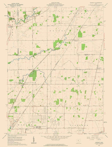 Monnett Ohio Quad - USGS 1961 White Modern Wood Framed Art Print with Double Matting by USGS