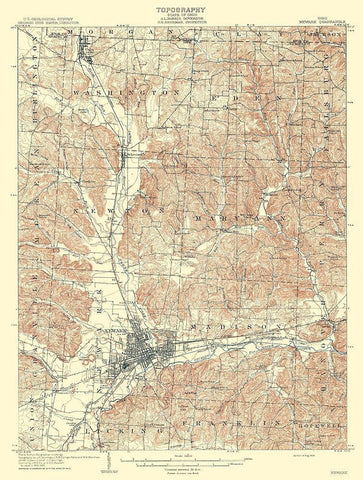 Newark Ohio Quad - USGS 1909 White Modern Wood Framed Art Print with Double Matting by USGS