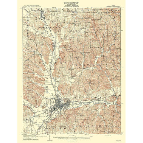 Newark Ohio Quad - USGS 1909 White Modern Wood Framed Art Print by USGS