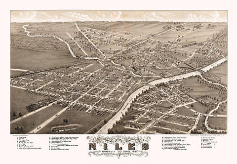 Niles Ohio - Stoner 1882  White Modern Wood Framed Art Print with Double Matting by Stoner