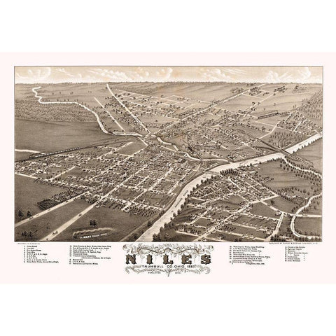 Niles Ohio - Stoner 1882  White Modern Wood Framed Art Print by Stoner