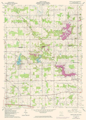 Nettle Lake Ohio Quad - USGS 1961 White Modern Wood Framed Art Print with Double Matting by USGS