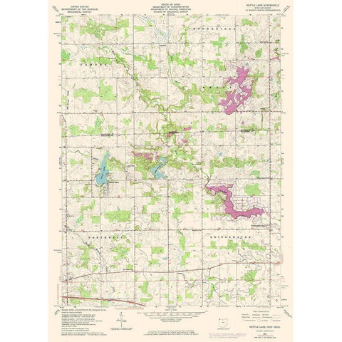 Nettle Lake Ohio Quad - USGS 1961 White Modern Wood Framed Art Print by USGS