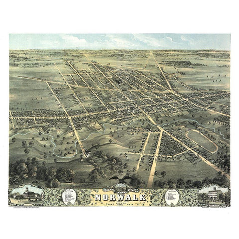 Norwalk Ohio - Stoner 1870  Black Modern Wood Framed Art Print with Double Matting by Stoner